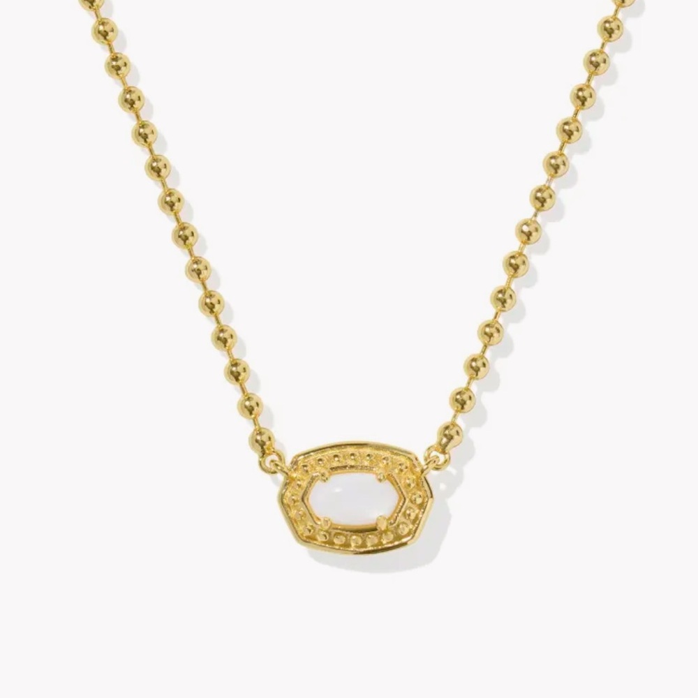 Kendra Scott Emilie Gold Beaded Frame Short Pendant Necklace.